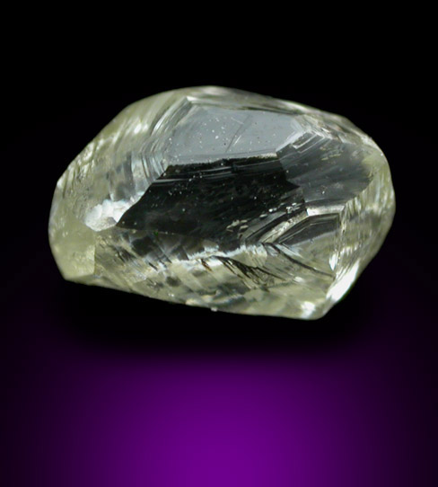 Diamond (1.02 carat gem-grade pale-yellow elongated crystal) from Premier Mine, Gauteng Province, South Africa