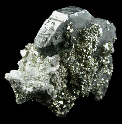 Bournonite and Pyrite on Quartz from Machacamarca Mine, Cornelio Saavedra, Potos, Bolivia