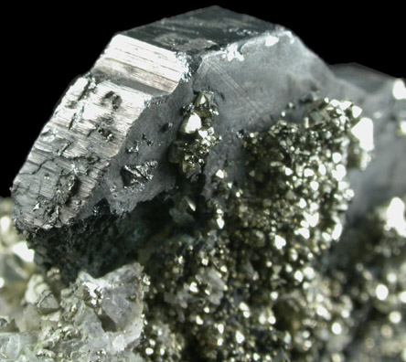 Bournonite and Pyrite on Quartz from Machacamarca Mine, Cornelio Saavedra, Potos, Bolivia