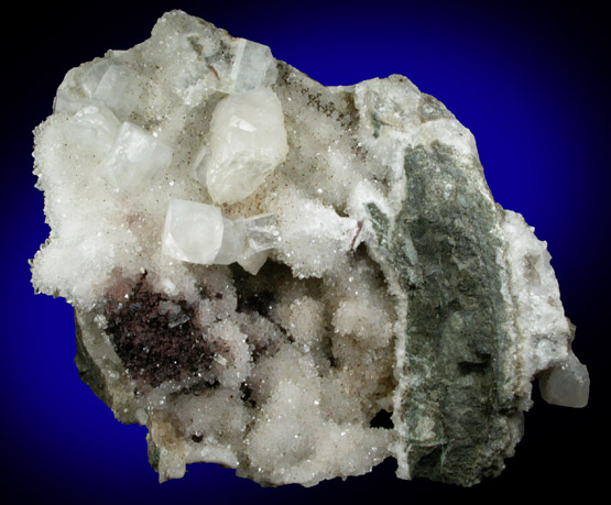Heulandite-Ca and Apophyllite on Quartz from Upper New Street Quarry, Paterson, Passaic County, New Jersey