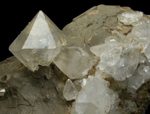 Quartz with phantom and Calcite from Nikolaevskiy Mine, Dalnegorsk, Primorskiy Kray, Russia