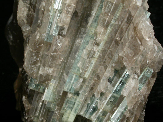 Beryl var. Aquamarine in Smoky Quartz from (Lord Hill), Stoneham, Oxford County, Maine