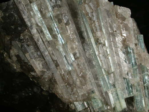 Beryl var. Aquamarine in Smoky Quartz from (Lord Hill), Stoneham, Oxford County, Maine