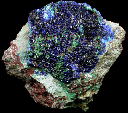 Azurite with Malachite pseudomorphs after Azurite from Morenci Mine, Clifton District, Greenlee County, Arizona