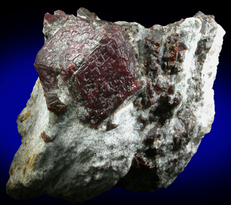 Almandine Garnet with Staurolite from Green's Farm, 750 m. ESE of Roxbury Falls, Roxbury, New Haven County, Connecticut