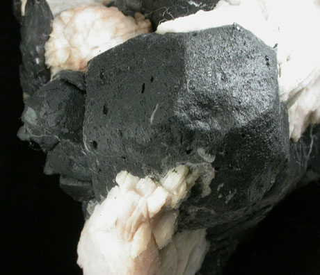 Magnetite in Calcite from Lime Crest Quarry (Limecrest), Sussex Mills, 4.5 km northwest of Sparta, Sussex County, New Jersey