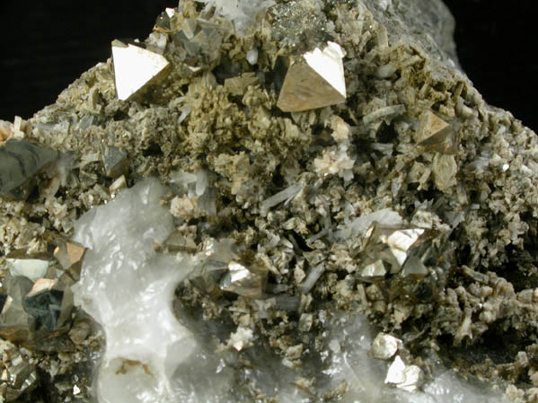 Pyrite, Albite, Quartz, Hematite, Sphalerite from Bull's Ferry Road condominium construction site, North Bergen, Hudson County, New Jersey