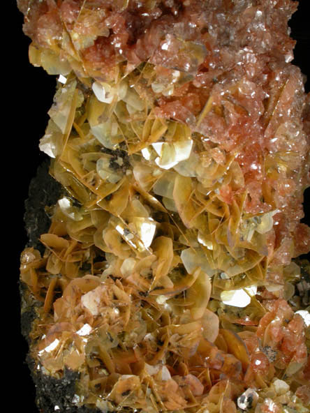 Wulfenite with Calcite on Limonite from Courtland-Gleeson District, Cochise County, Arizona