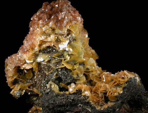Wulfenite with Calcite on Limonite from Courtland-Gleeson District, Cochise County, Arizona