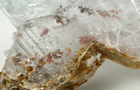 Copper in Gypsum var. Selenite from Twin Buttes Mine, Pima County, Arizona