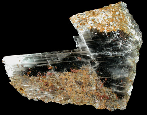 Copper in Gypsum var. Selenite from Twin Buttes Mine, Pima County, Arizona