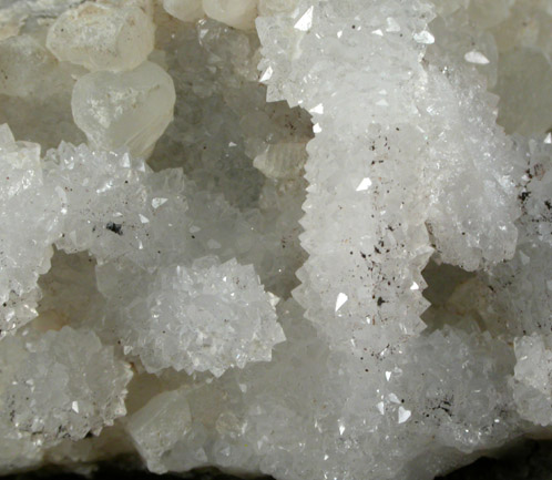 Quartz pseudomorphs after Anhydrite with Calcite from O and G Industries Southbury Quarry, Southbury, New Haven County, Connecticut