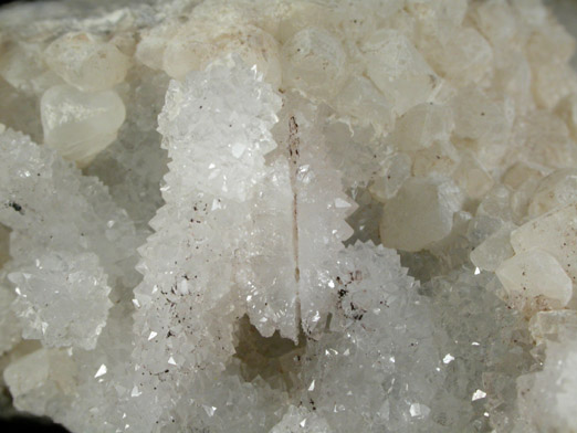 Quartz pseudomorphs after Anhydrite with Calcite from O and G Industries Southbury Quarry, Southbury, New Haven County, Connecticut