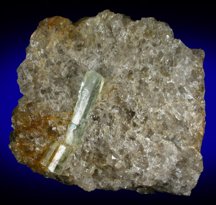 Beryl var. Aquamarine in Quartz from Slocum Beryl Prospect, East Hampton, Middlesex County, Connecticut