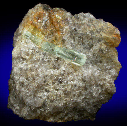 Beryl var. Aquamarine in Quartz from Slocum Beryl Prospect, East Hampton, Middlesex County, Connecticut