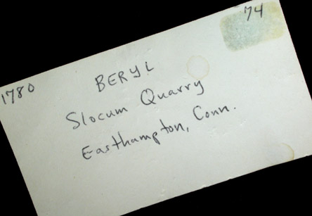 Beryl var. Aquamarine in Quartz from Slocum Beryl Prospect, East Hampton, Middlesex County, Connecticut