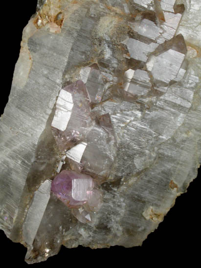 Quartz var. Amethyst on Smoky Quartz from Little Gem Mine, Upper Rader Creek, Jefferson County, Montana