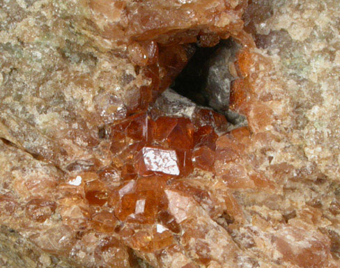 Grossular Garnet from Garnet exposure 175 m. SW of West Redding train station, Fairfield County, Connecticut