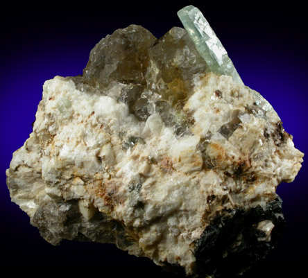 Beryl var. Aquamarine in Quartz from Long Hill, Haddam, Middlesex County, Connecticut