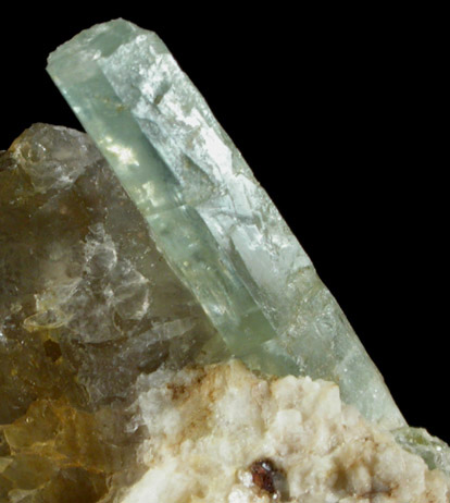 Beryl var. Aquamarine in Quartz from Long Hill, Haddam, Middlesex County, Connecticut