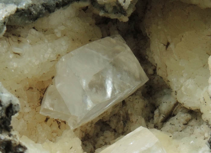 Calcite on Prehnite from Millington Quarry, Bernards Township, Somerset County, New Jersey