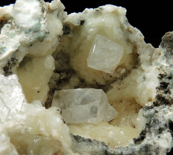 Calcite on Prehnite from Millington Quarry, Bernards Township, Somerset County, New Jersey