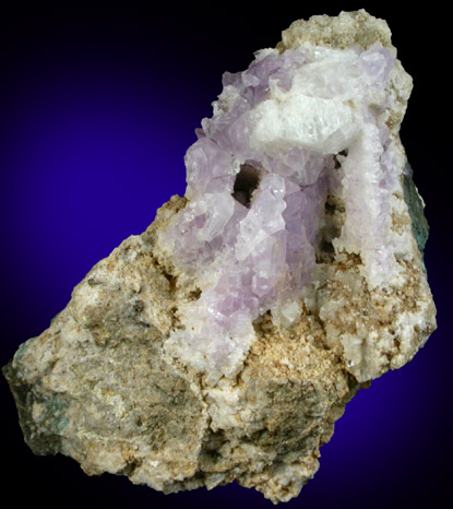 Heulandite on Amethyst Quartz with casts after Anhydrite from Upper New Street Quarry, Paterson, Passaic County, New Jersey