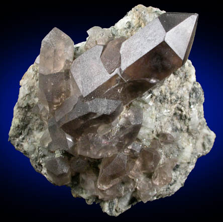 Quartz var. Smoky Quartz with Actinolite from Kanton Uri, Switzerland