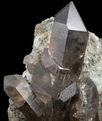 Quartz var. Smoky Quartz with Actinolite from Kanton Uri, Switzerland