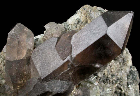 Quartz var. Smoky Quartz with Actinolite from Kanton Uri, Switzerland