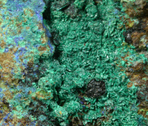 Malachite pseudomorphs after Azurite with Tenorite from Morenci Mine, Clifton District, Greenlee County, Arizona