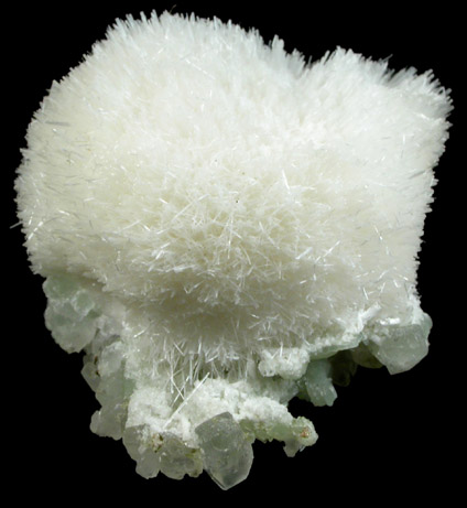 Natrolite on Prehnite from Upper New Street Quarry, Paterson, Passaic County, New Jersey