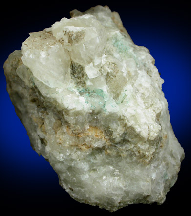 Celadonite on Calcite from Route 80 road cut, near Leonia, 2.8 km west of the George Washington Bridge near Leonia, Bergen County, New Jersey