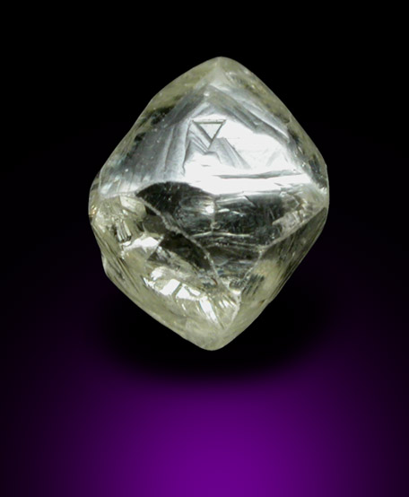 Diamond (0.94 carat pale-yellow dodecahedral crystal) from Northern Cape Province, South Africa