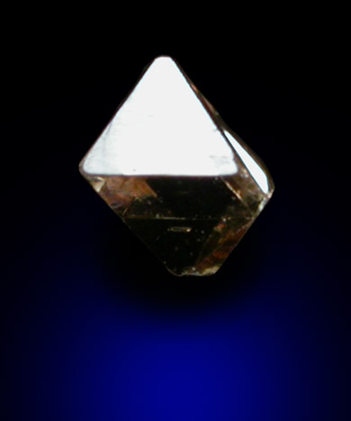 Diamond (0.08 carat pale-brown octahedral crystal) from Mirny, Republic of Sakha, Siberia, Russia