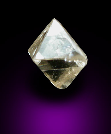Diamond (0.10 carat pale-brown octahedral crystal) from Mirny, Republic of Sakha, Siberia, Russia