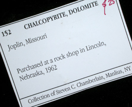 Chalcopyrite on Dolomite from Tri-State Lead-Zinc Mining District, near Joplin, Jasper County, Missouri