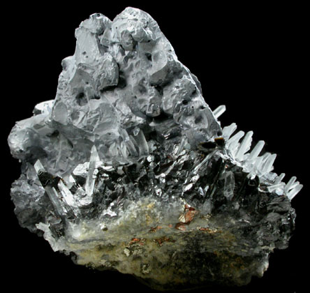 Galena (Spinel-law twinned crystals) with Sphalerite and Quartz from Krushev Dol Mine, Madan District, Rhodope Mountains, Bulgaria