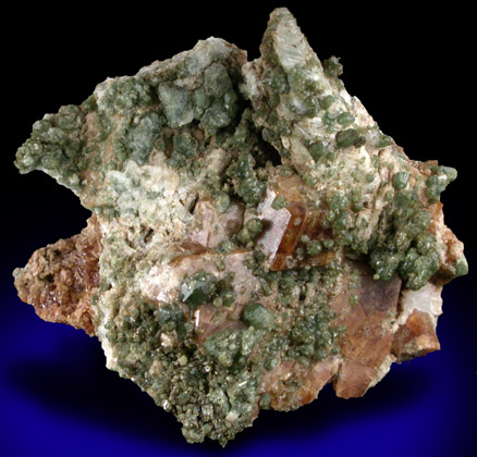 Diopside on Grossular Garnet from Goodall Farm Quarry, Sanford, York County, Maine