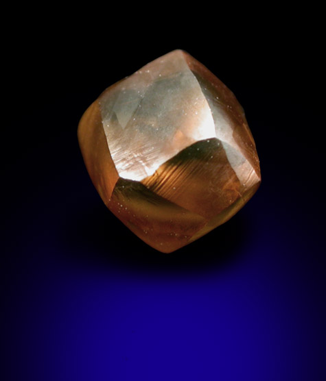 Diamond (1 carat orange dodecahedral crystal) from Aredor Mine, 35 km east of Kerouan, Guinea