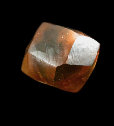 Diamond (1 carat orange dodecahedral crystal) from Aredor Mine, 35 km east of Kerouan, Guinea