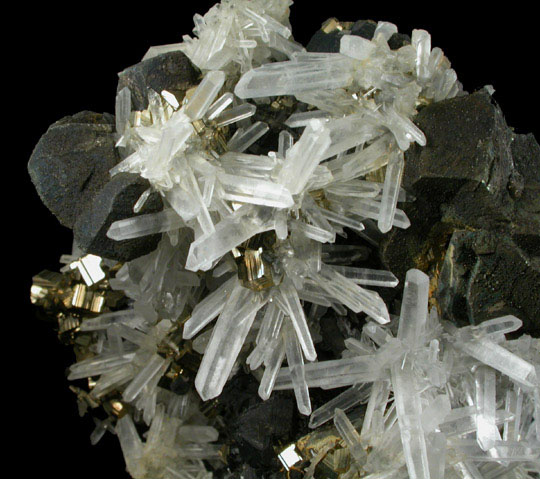 Chalcopyrite, Quartz, Pyrite, Sphalerite from Huaron District, Cerro de Pasco Province, Pasco Department, Peru