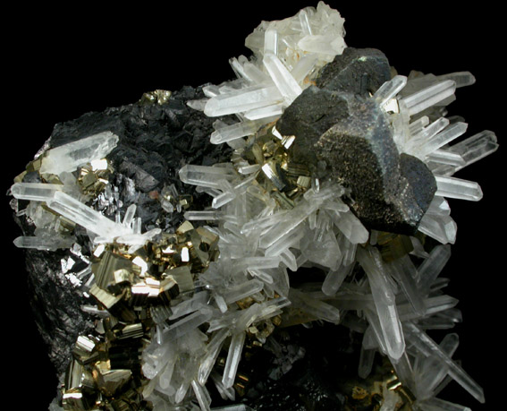 Chalcopyrite, Quartz, Pyrite, Sphalerite from Huaron District, Cerro de Pasco Province, Pasco Department, Peru