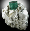 Beryl var. Emerald on Calcite with Pyrite from Muzo Mine, Vasquez-Yacopí District, Boyacá Department, Colombia