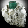 Beryl var. Emerald on Calcite with Pyrite from Muzo Mine, Vasquez-Yacop District, Boyac Department, Colombia