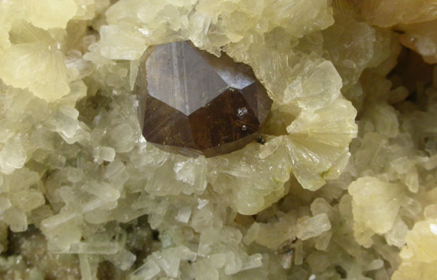 Andradite var. Topazolite-Demantoid with Stilbite-Ca from Antetezambato, Ambanja, Antsiranana Province, Madagascar