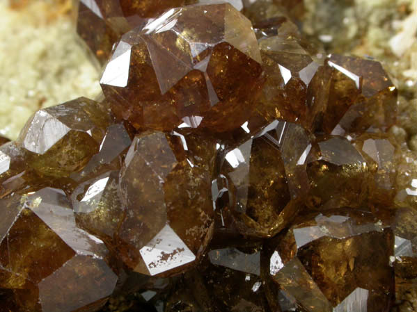 Andradite var. Topazolite-Demantoid with Stilbite-Ca from Antetezambato, Ambanja, Antsiranana Province, Madagascar