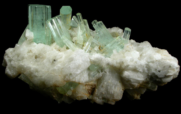 Beryl var. Aquamarine on Albite from Shigar Valley, Skardu District, Baltistan, Gilgit-Baltistan, Pakistan