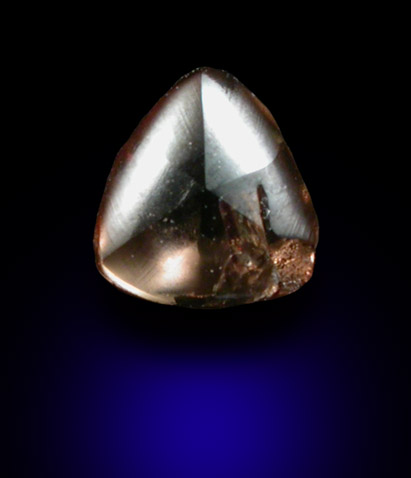 Diamond (0.19 carat dark-brown macle, twinned crystal) from Majhgawan Pipe, near Panna, Madhya Pradesh, India