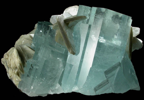 Beryl var. Aquamarine with Muscovite from Sumayar, Gilgit District, Gilgit-Baltistan, Pakistan